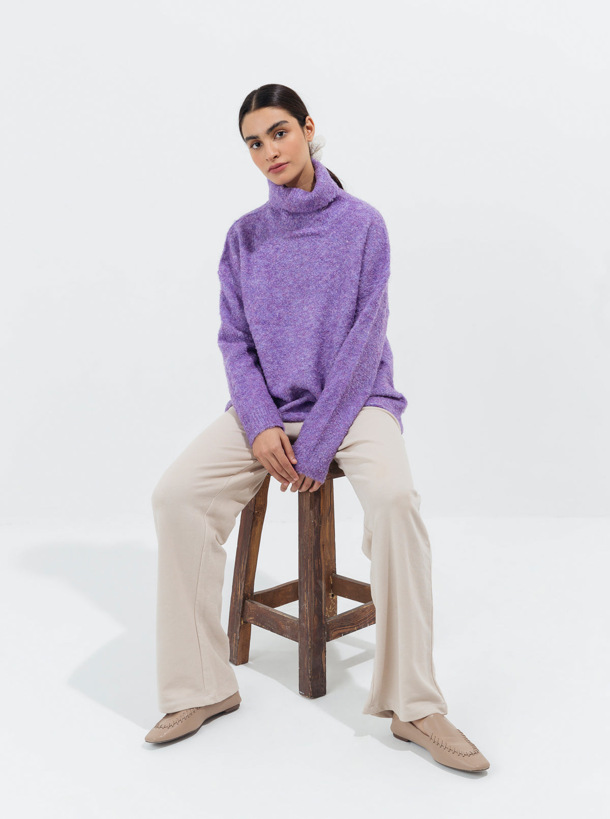 Beechtree - Lilac Fuzzy Melange Knit Pullover