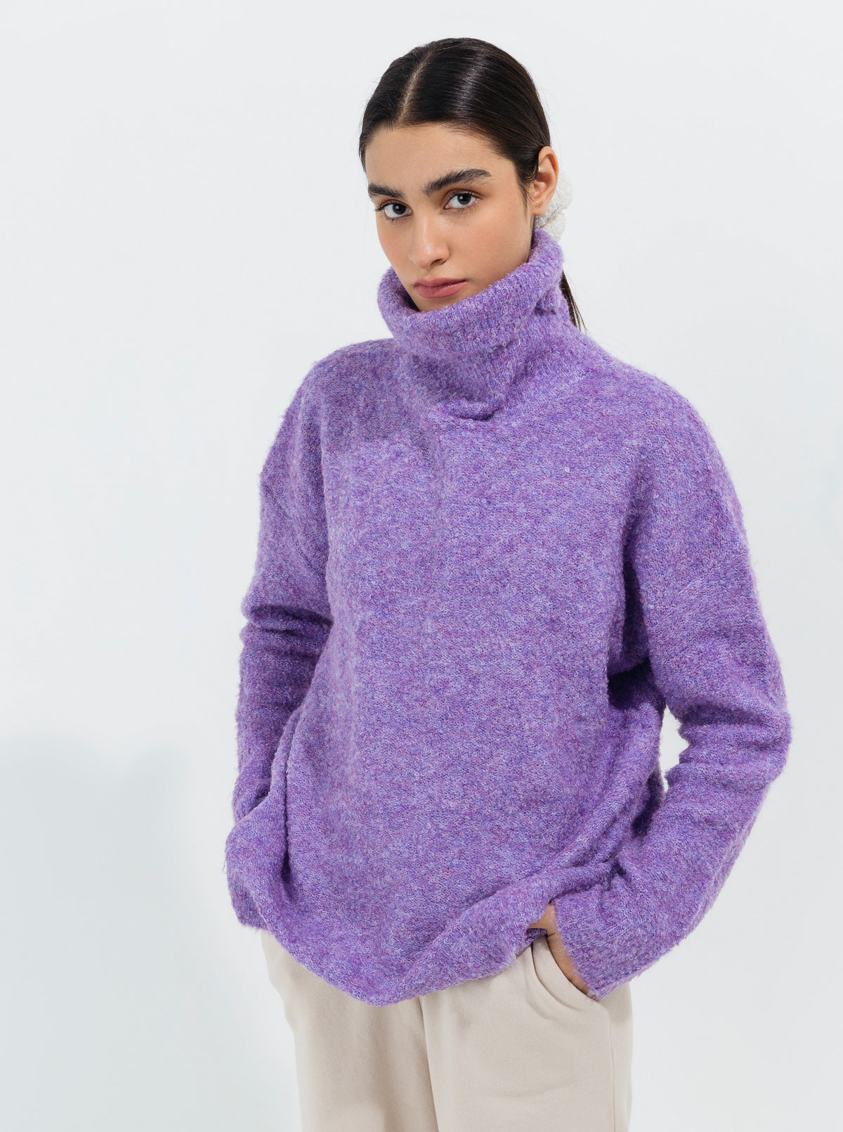 Beechtree - Lilac Fuzzy Melange Knit Pullover