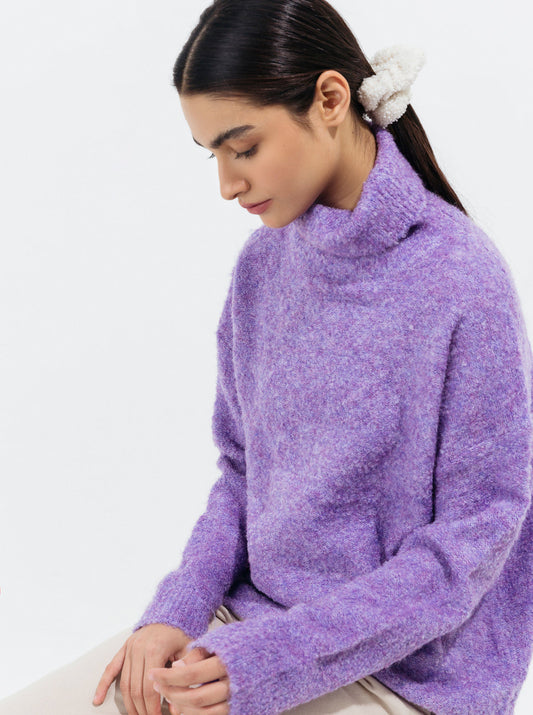 Beechtree - Lilac Fuzzy Melange Knit Pullover