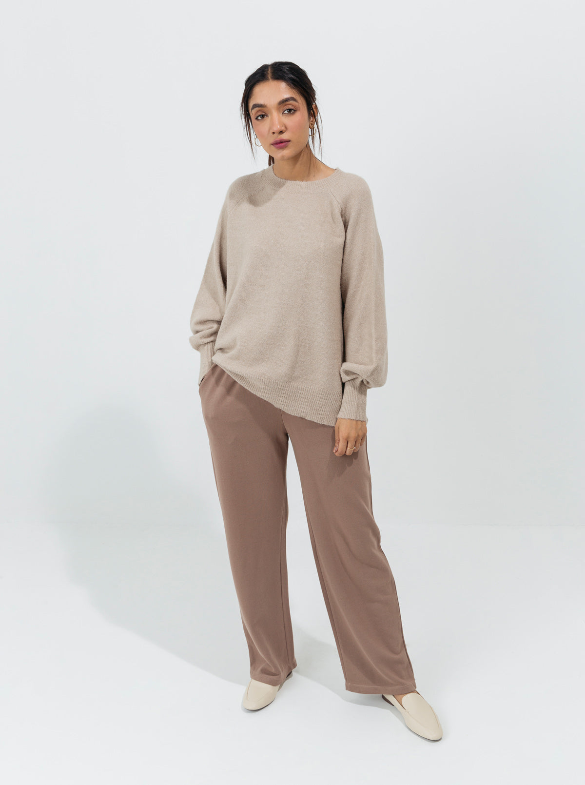Beechtree - Light Beige Flat Knit Pullover