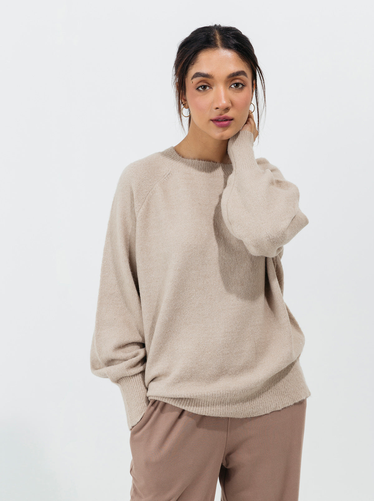 Beechtree - Light Beige Flat Knit Pullover