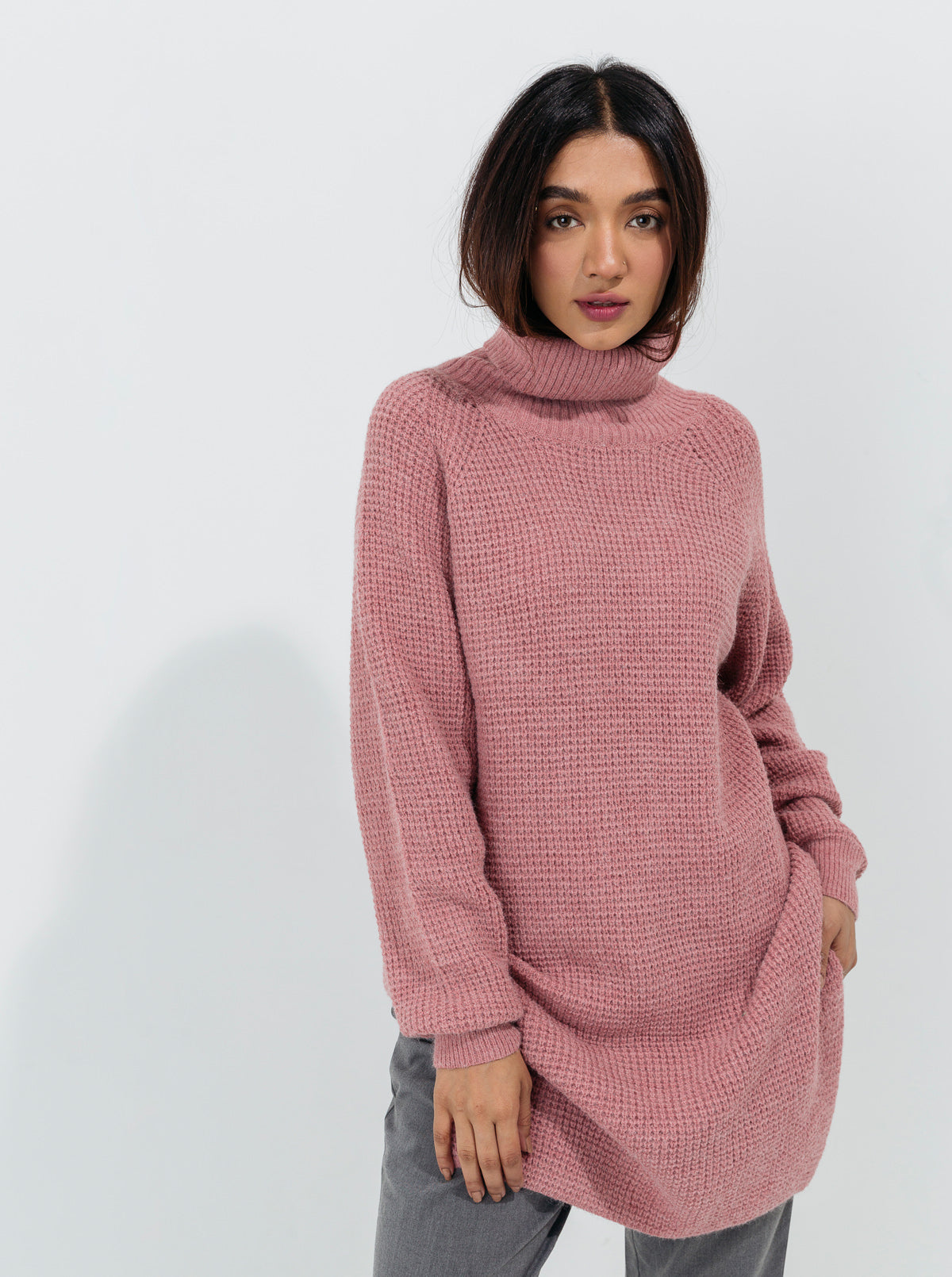 Beechtree - Blush Pink Purl Knit Long Sweater