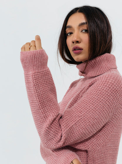 Beechtree - Blush Pink Purl Knit Long Sweater
