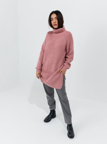 Beechtree - Blush Pink Purl Knit Long Sweater