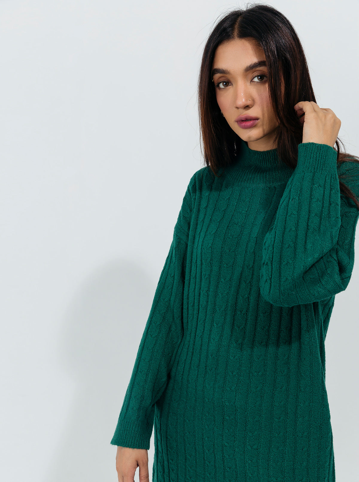 Beechtree - Green Cable Knit Long Pullover