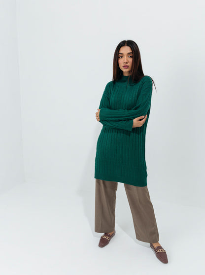 Beechtree - Green Cable Knit Long Pullover