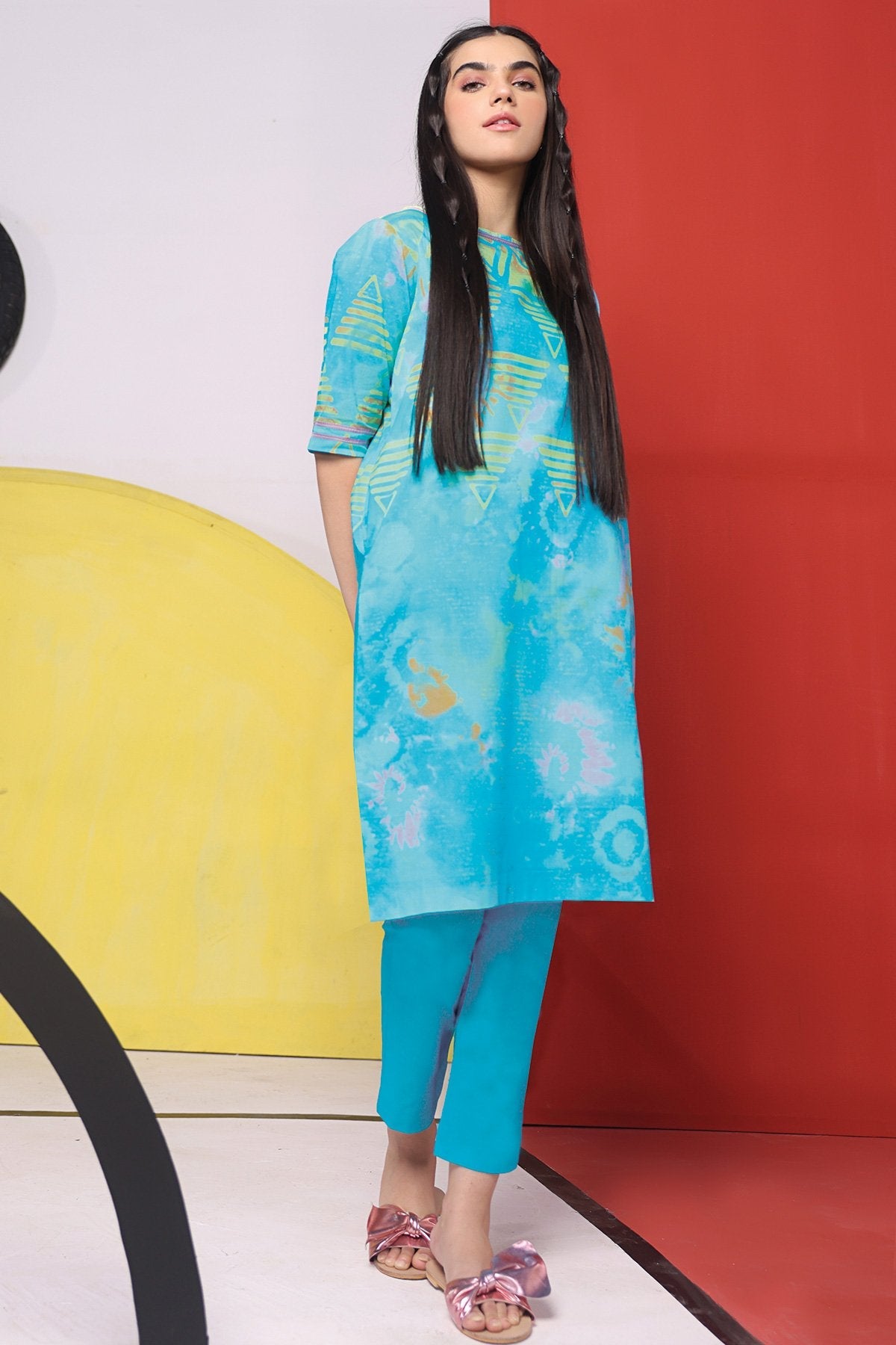 Alkaram - 2 Pc Digital Cambric Shirt With Dyed Cambric Trouser
