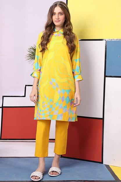 2 Pc Digital Cambric Shirt With Dyed Cambric Trouser