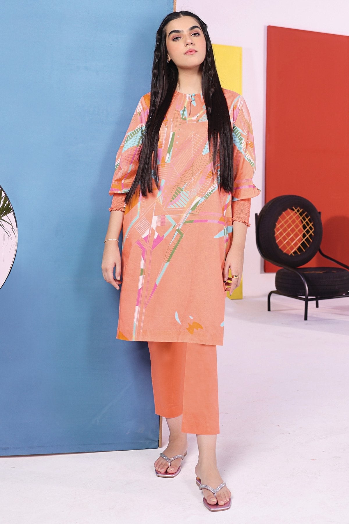 Alkaram - 2 Pc Digital Cambric Shirt With Dyed Cambric Trouser