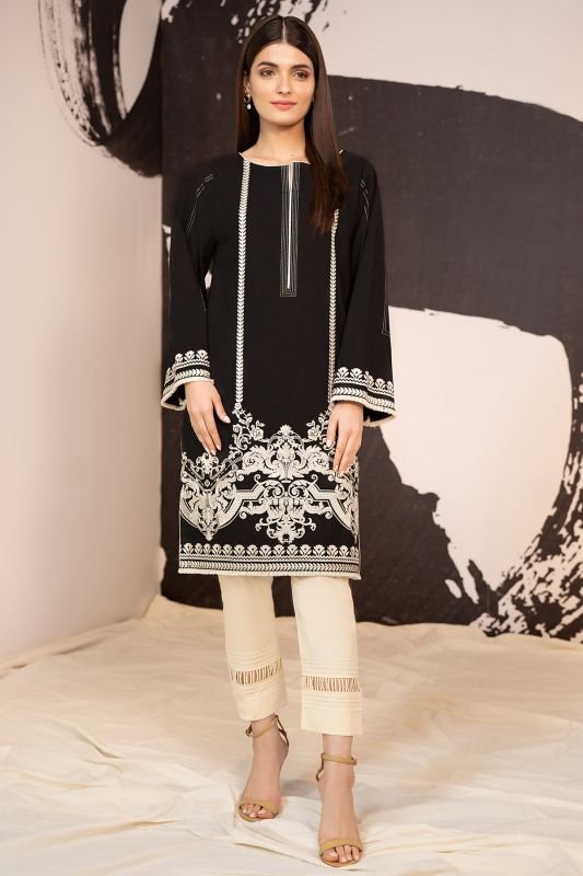 Dyed Embroidered Dobby Kurti