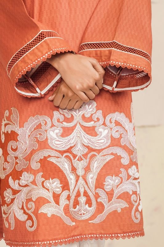 Dyed Embroidered Dobby Kurti