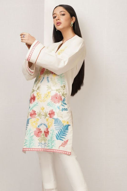 Dyed Embroidered Dobby Kurti