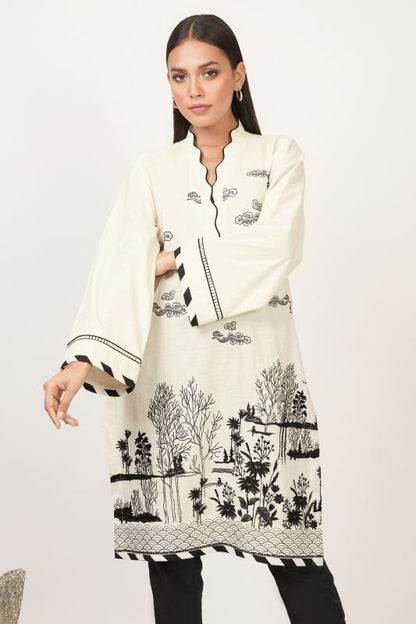 Dyed Embroidered Cambric Kurti