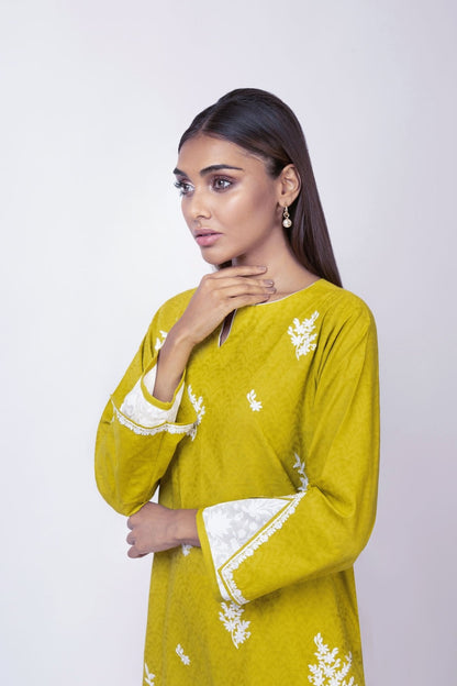 Alkaram - Dyed Embroidered Dobby Kurti