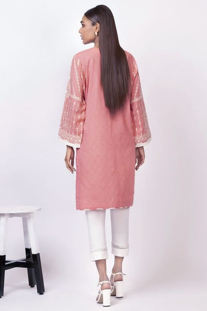 Dyed Embroidered Dobby Kurti