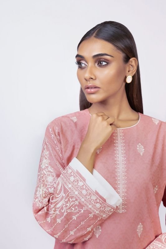 Dyed Embroidered Dobby Kurti
