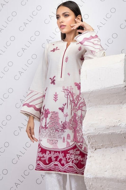 Dyed Embroidered Dobby Kurti