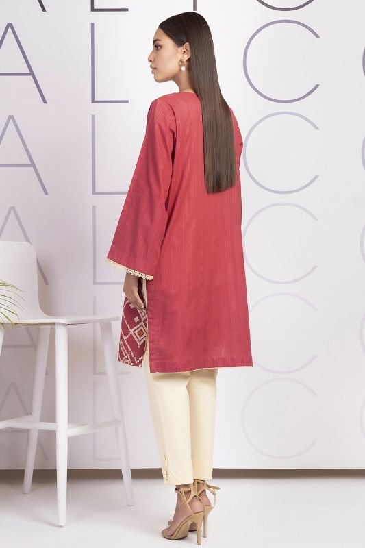 Dyed Embroidered Dobby Kurti