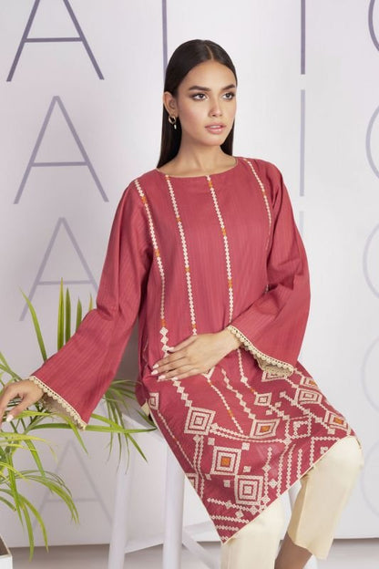 Dyed Embroidered Dobby Kurti
