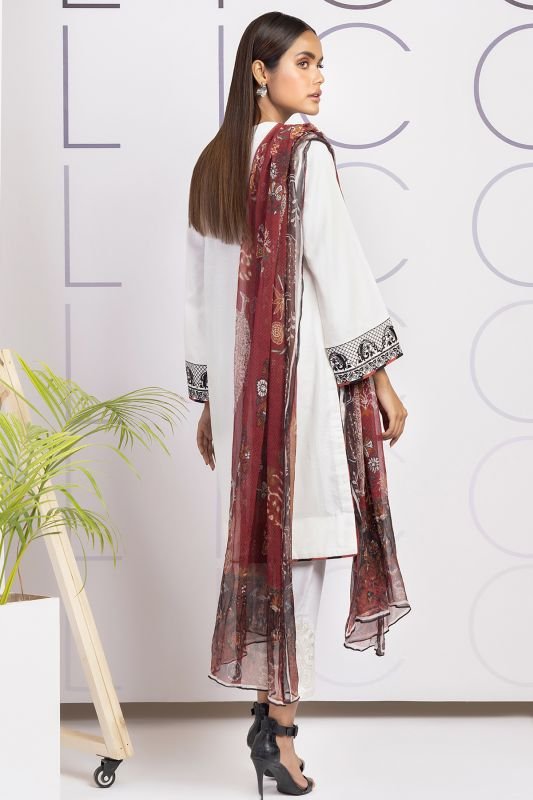 2 Pc Embroidered Dobby Suit