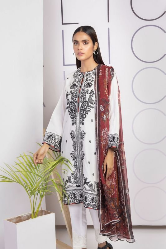2 Pc Embroidered Dobby Suit