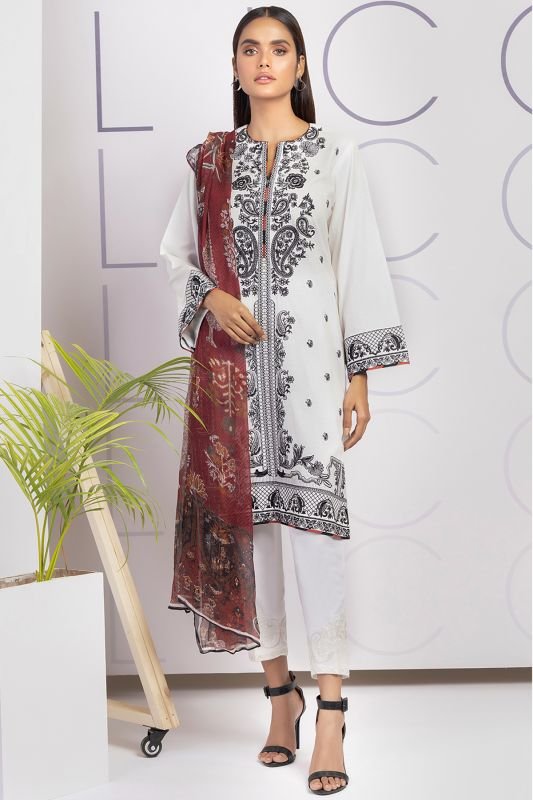 2 Pc Embroidered Dobby Suit