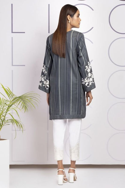 Dyed Embroidered Cotton Satin Kurti