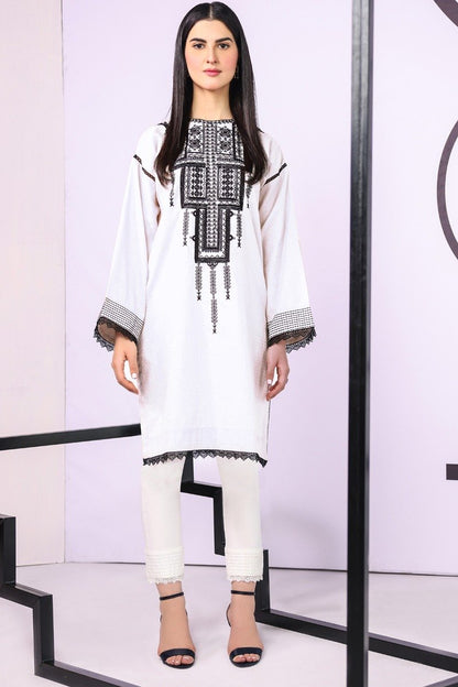 Dyed Embroidered Jacquard Kurti