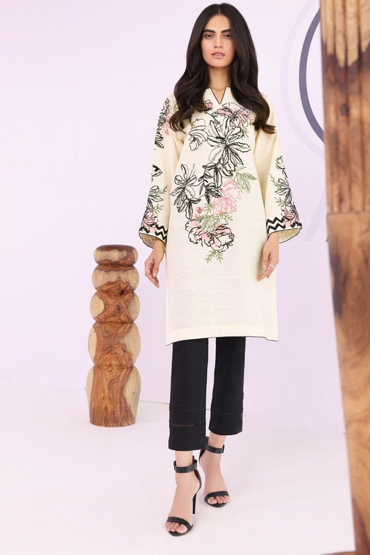 Dyed Embroidered Khaddar Kurti