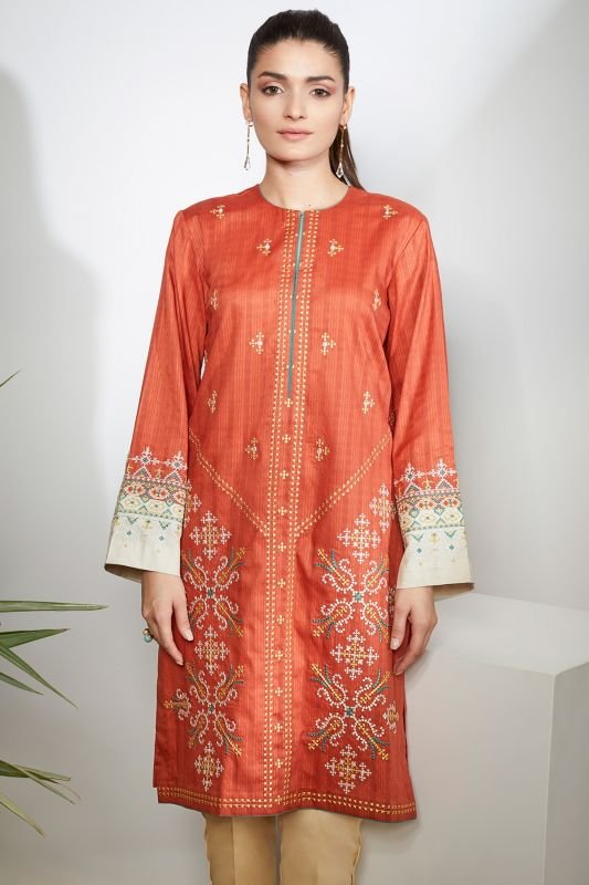 Embroidered Dobby Kurti