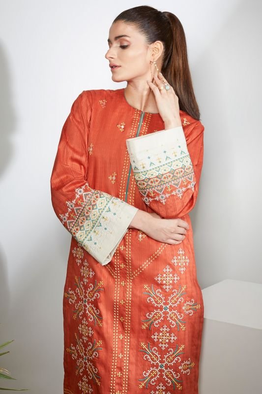 Embroidered Dobby Kurti