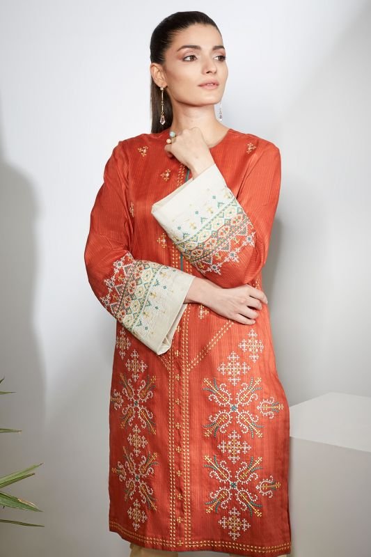 Embroidered Dobby Kurti
