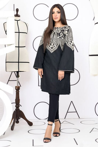 Dyed Embroidered Dobby Kurti