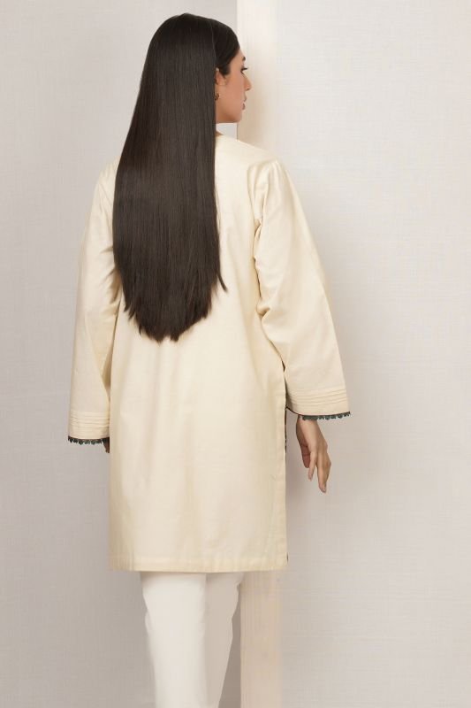 Dyed Embroidered Dobby Kurti