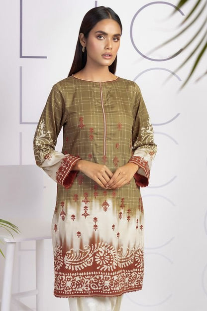 Printed Embroidered Cotton Satin Kurti
