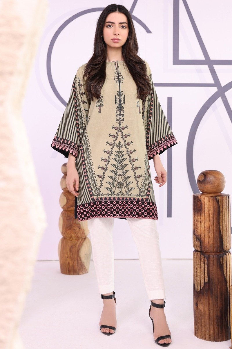 Dyed Embroidered Khaddar Kurti