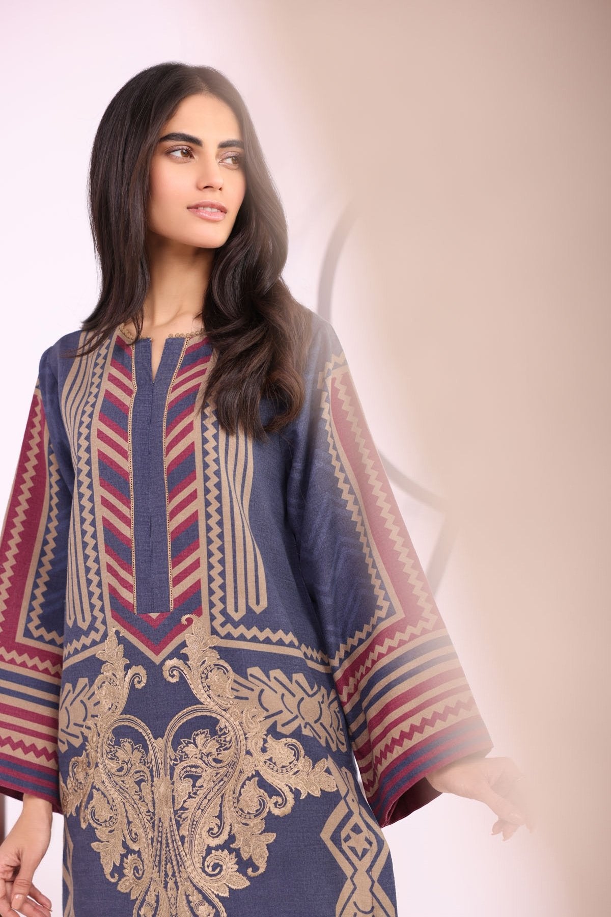 Alkaram - Dyed Embroidered Khaddar Kurti