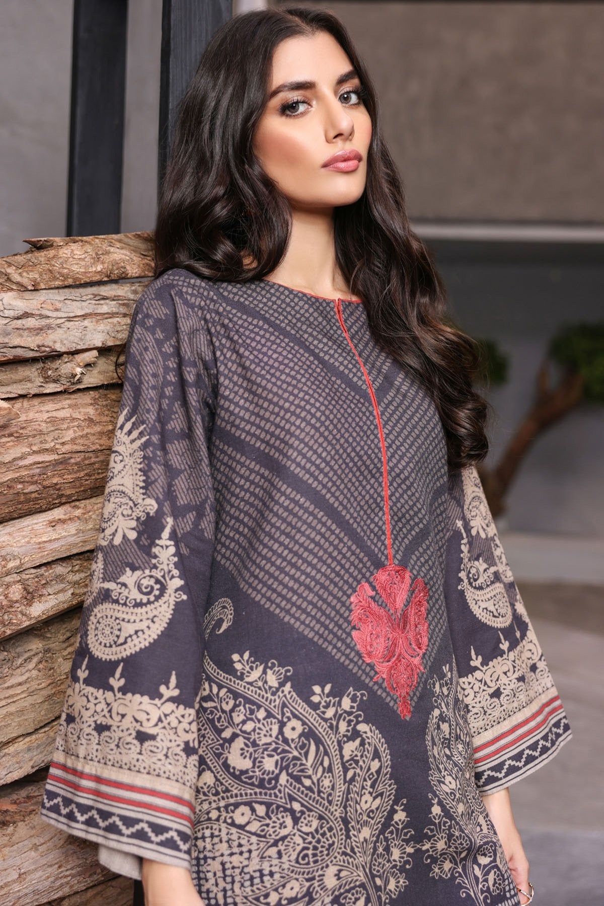 Alkaram - Printed Embroidered Khaddar Kurti
