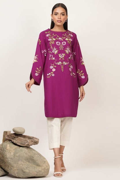 Dyed Embroidered Dobby Kurti