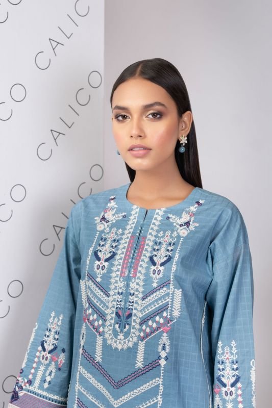 Dyed Embroidered Jacquard Kurti