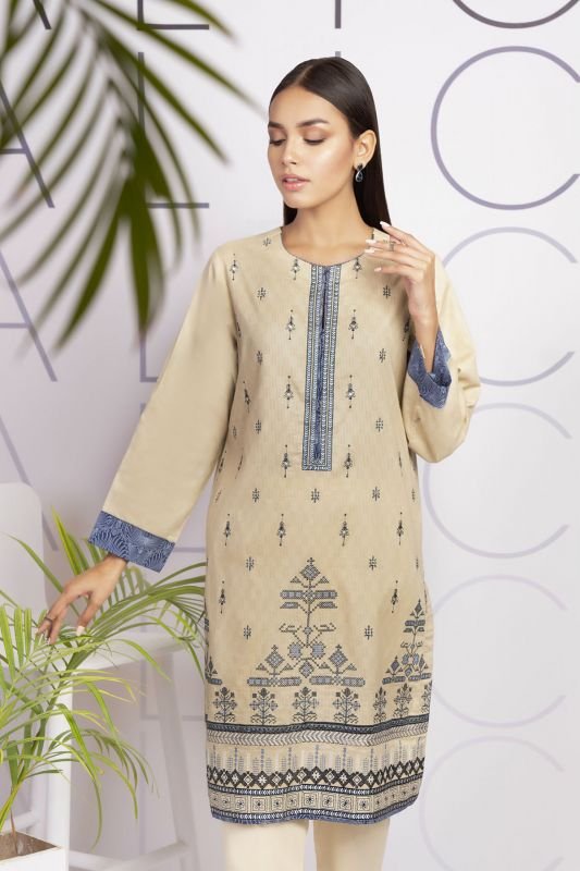 Dyed Embroidered Dobby Kurti
