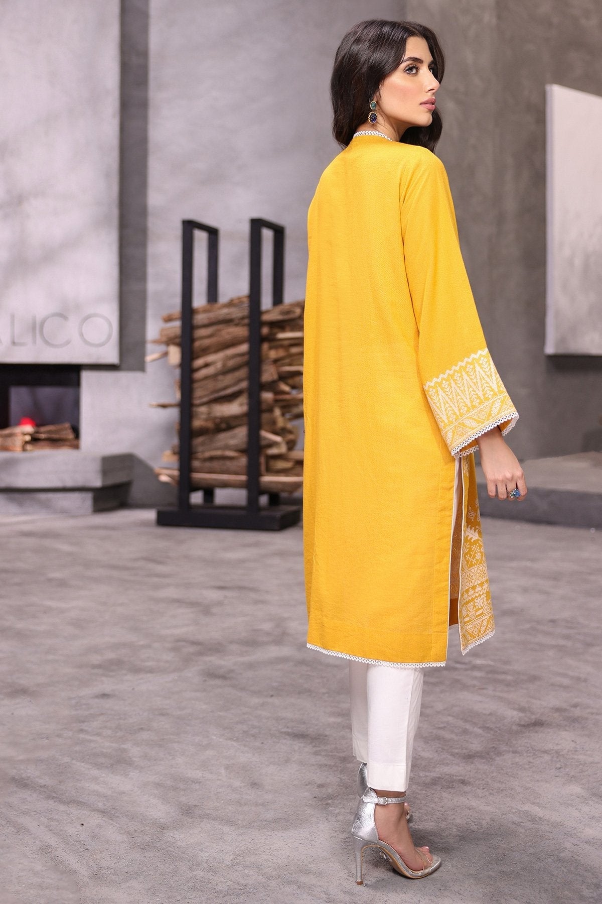 Alkaram - Dyed Embroidered Karandi Silk Kurti