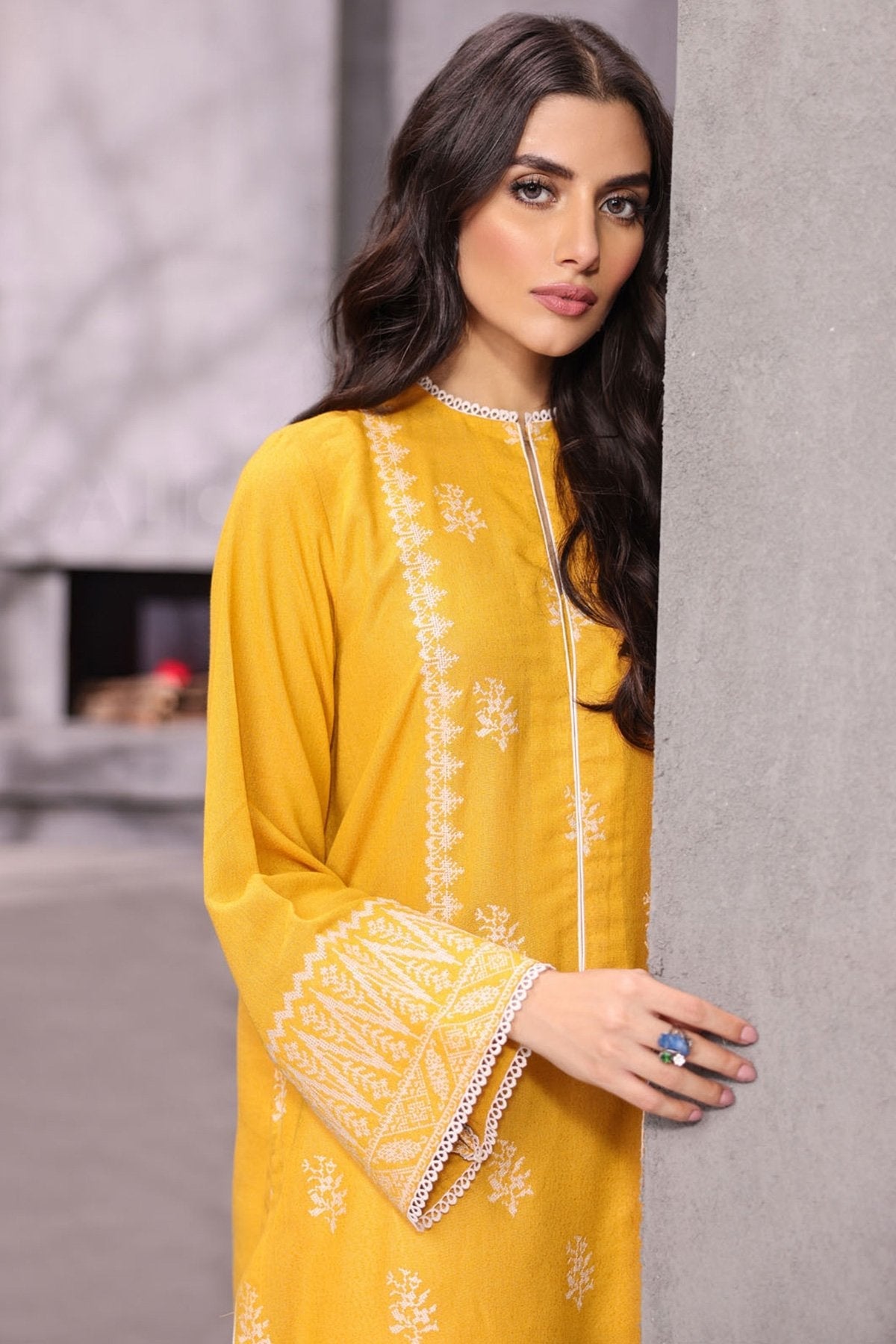 Alkaram - Dyed Embroidered Karandi Silk Kurti