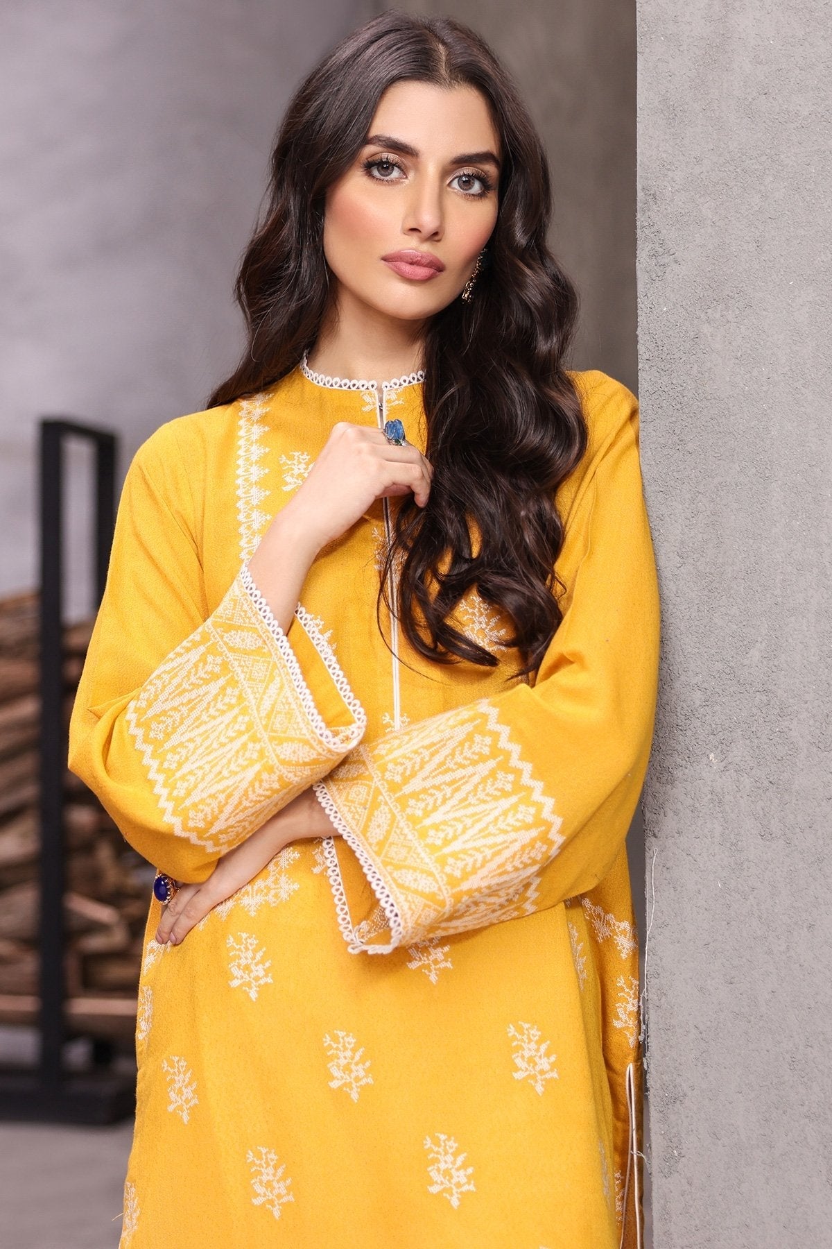 Alkaram - Dyed Embroidered Karandi Silk Kurti