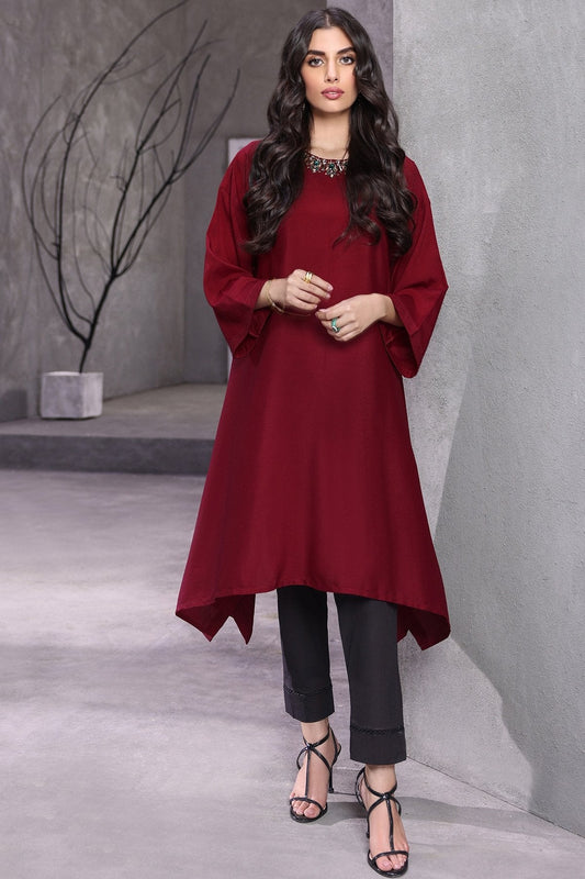 Dyed Embroidered Crape Kurti