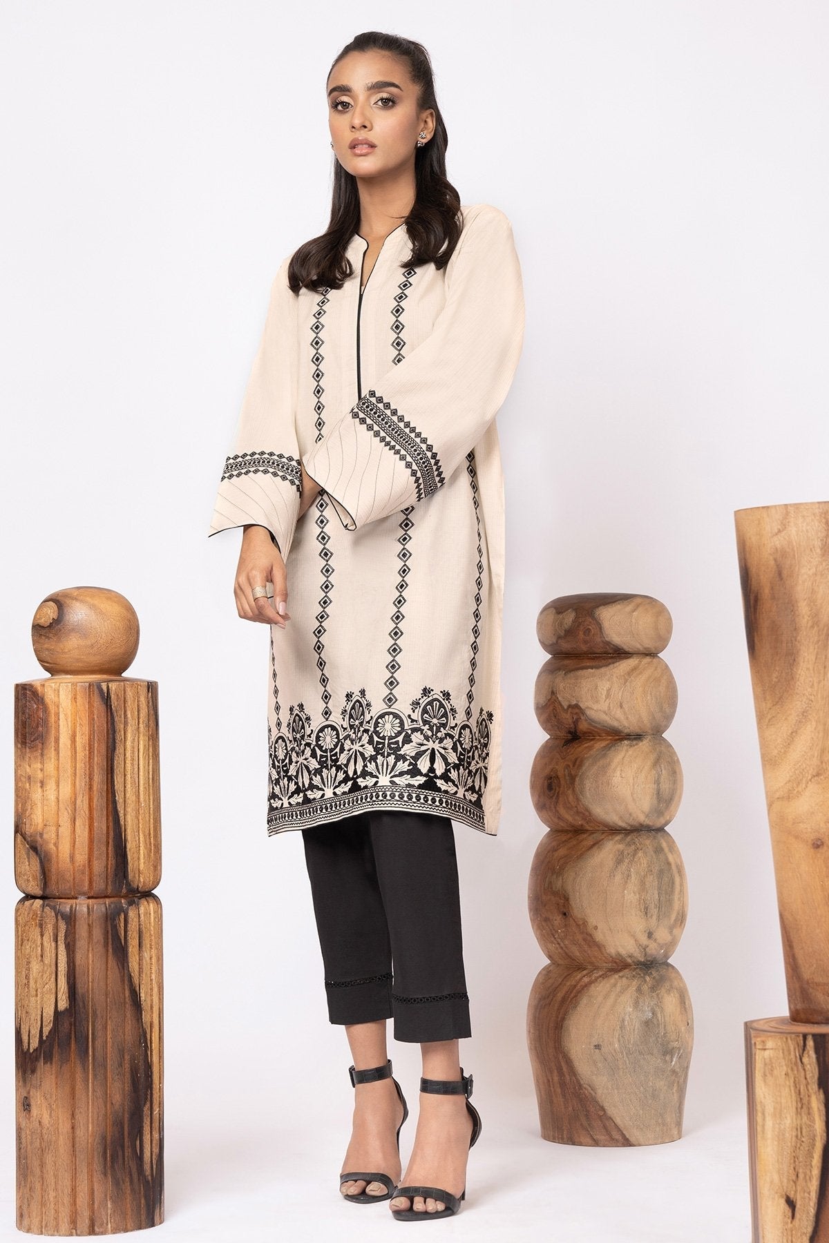 Alkaram - Dyed Embroidered Dobby Kurti