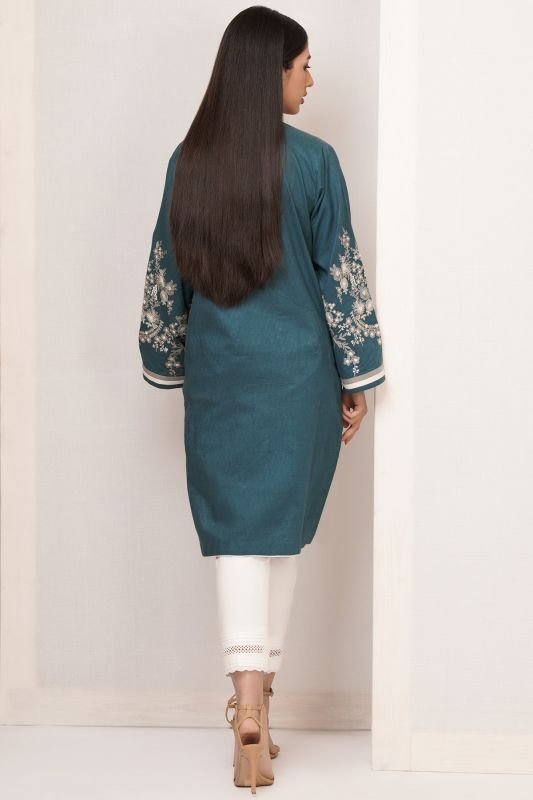 Dyed Embroidered Dobby Kurti