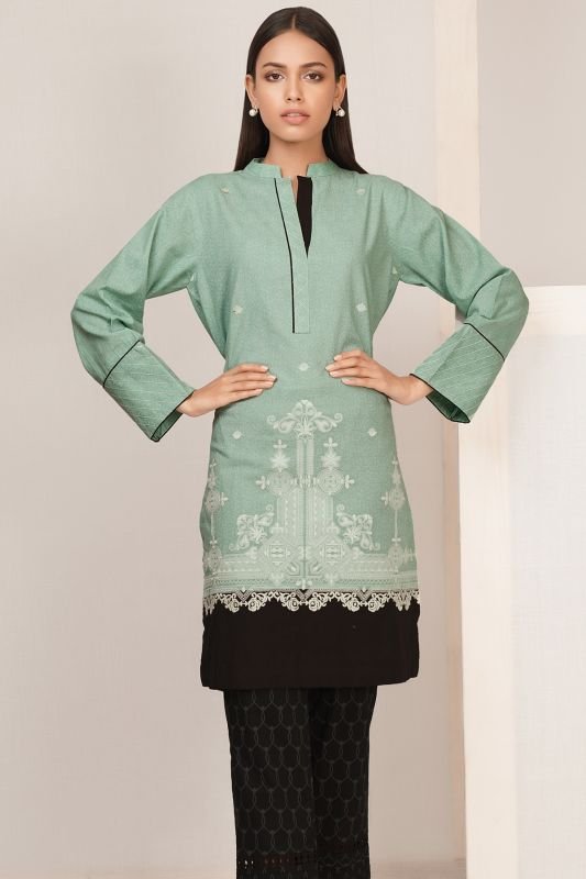 Embroidered Dobby Kurti