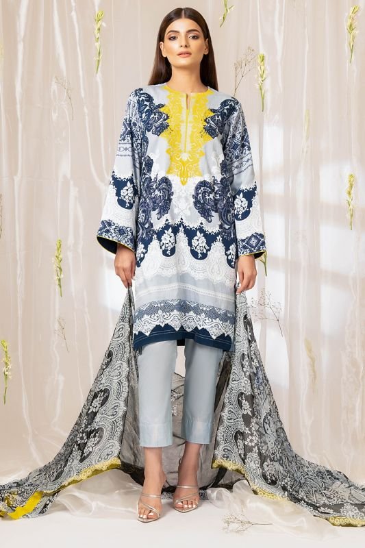 2 Pc Embroidered Cambric Suit