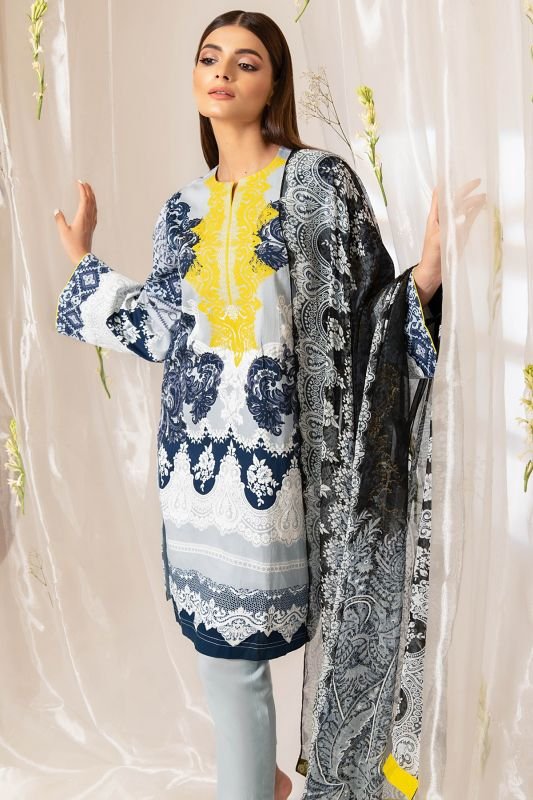 2 Pc Embroidered Cambric Suit